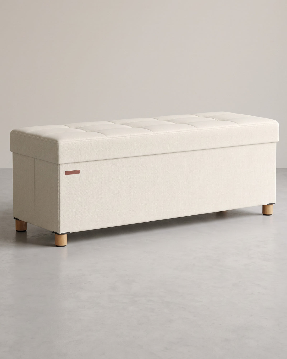 Opbergbank met Houten Pootjes – Opvouwbare Hocker in Linnenlook – Tot 300 kg – 76 of 110 cm