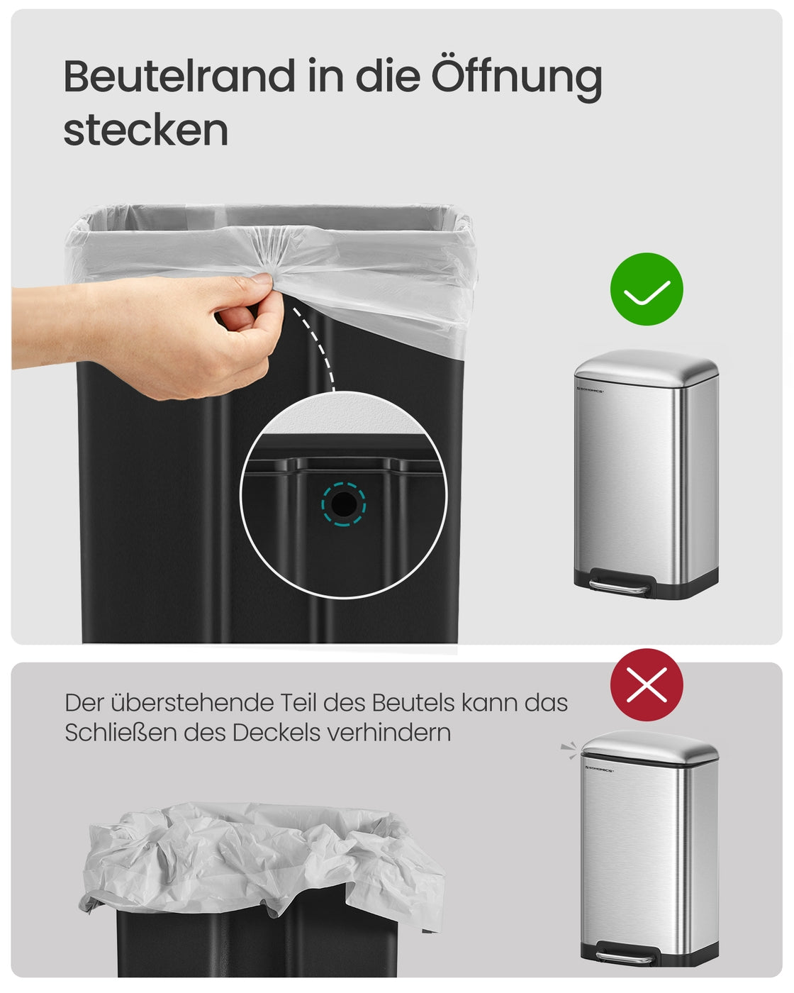 Pedaalemmer 30 Liter – Prullenbak met Softclose-deksel – Uitneembare Binnenemmer – 34 x 25 x 61,5 cm