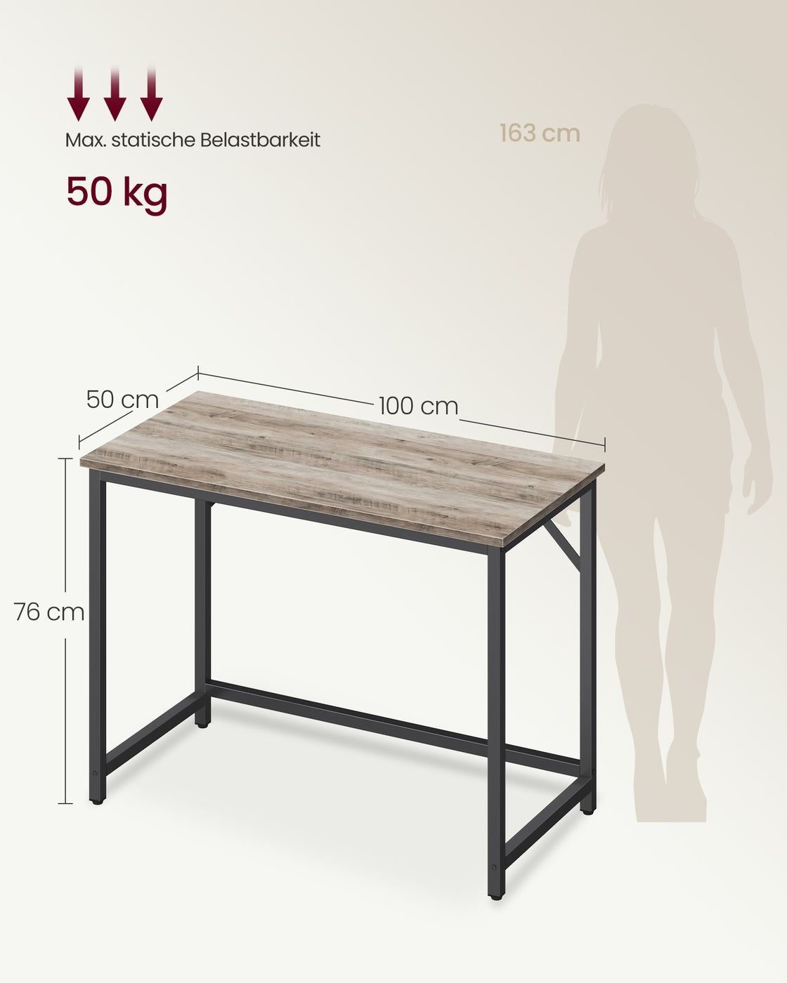 Bureau Industrieel – Houtlook met Stalen Frame – Computerbureau tot 50 kg