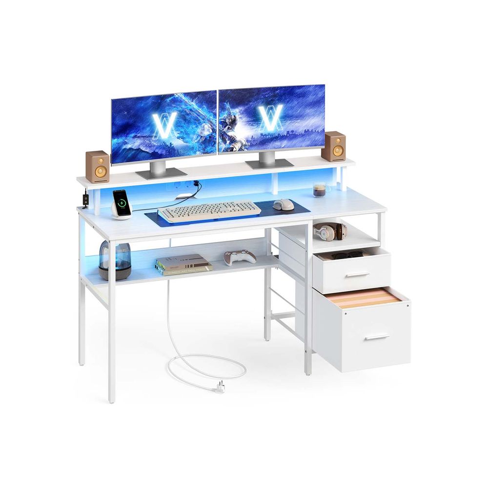 Bureau met LED-Verlichting - Computertafel met USB en Stopcontact