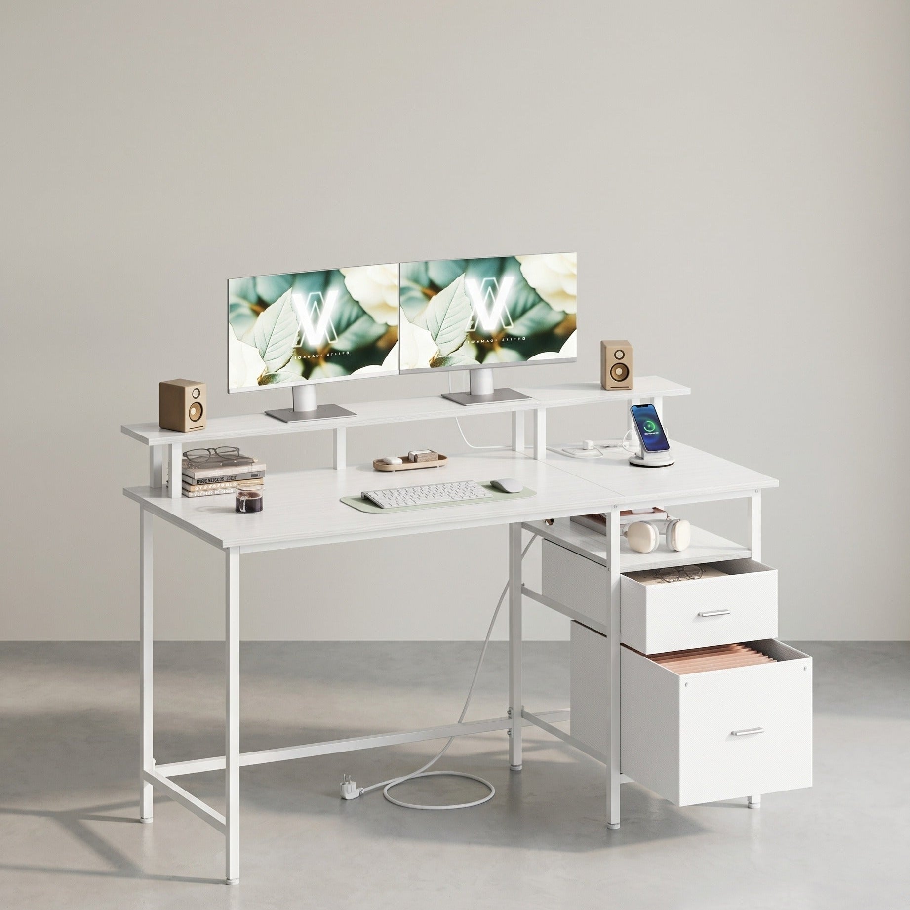 Bureau met Lades - Computertafel met USB en Stopcontact