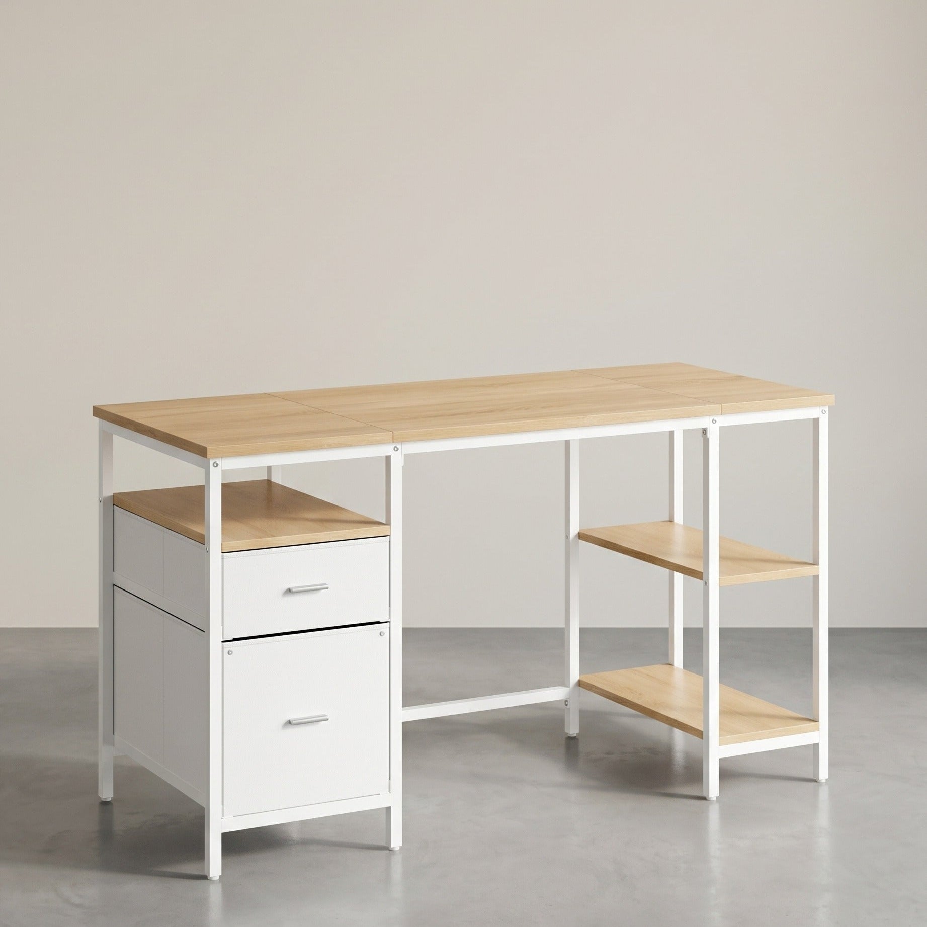Bureau Vintage – Industrieel Design – Met Laden en Planken – Tot 50 kg