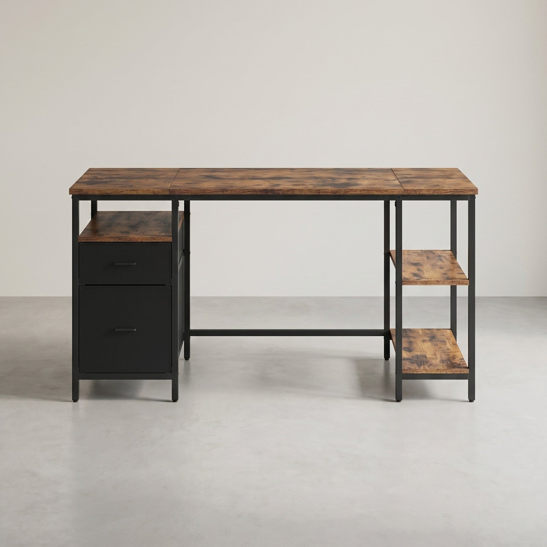 Bureau Vintage – Industrieel Design – Met Laden en Planken – Tot 50 kg