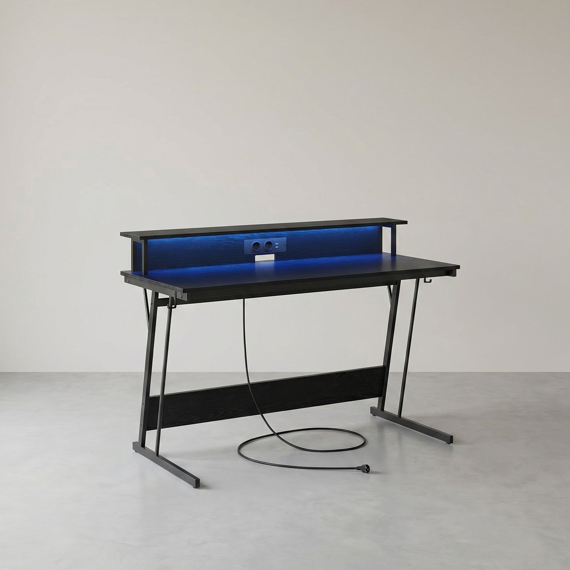 Gamebureau met LED - Gaming Tafel met Stopcontact en USB-aansluiting