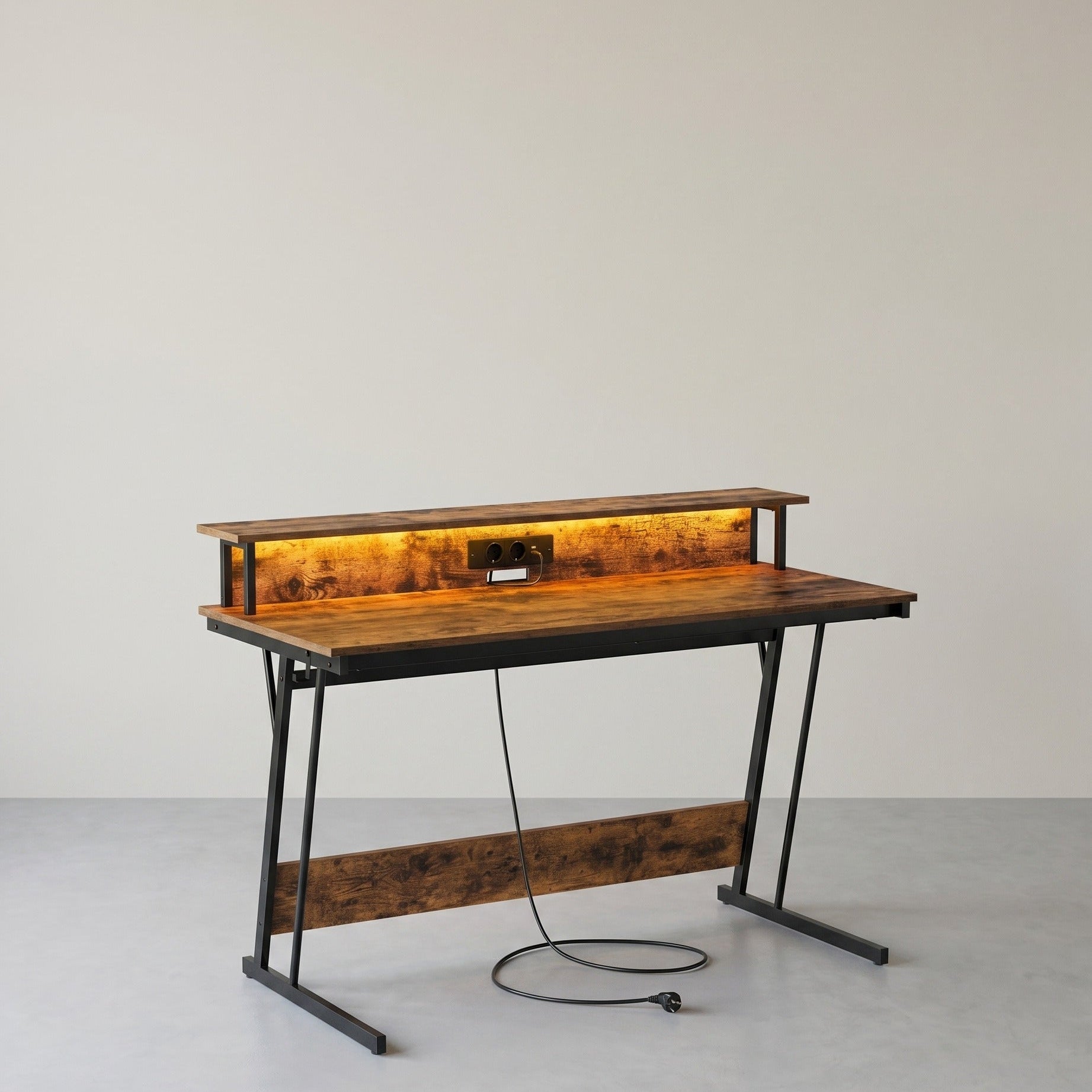 Gamebureau met LED - Gaming Tafel met Stopcontact en USB-aansluiting