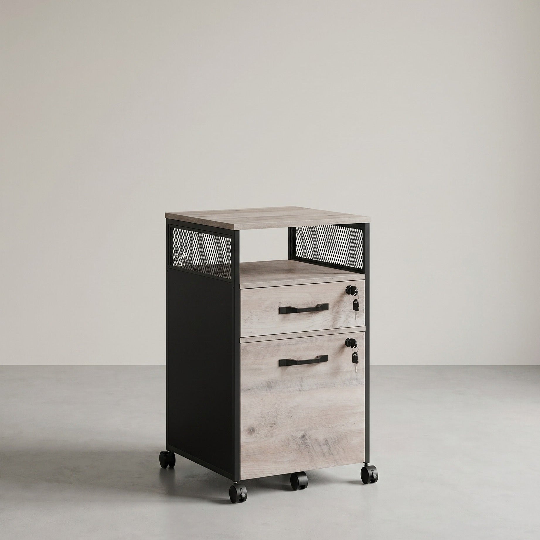 Mobiele Archiefkast met Laden – Industrieel Design – Hangmappenlade – 69 cm Hoog – Op Wielen – Tot 60 kg Draagvermogen