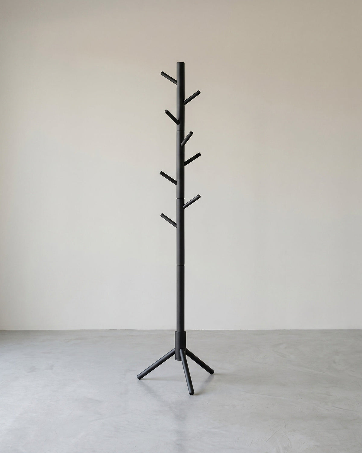 Kapstok van Massief Rubberhout – Vrijstaand – 8 Haken – Verstelbare Hoogte – 47 x 47 x 175 cm – Naturel
