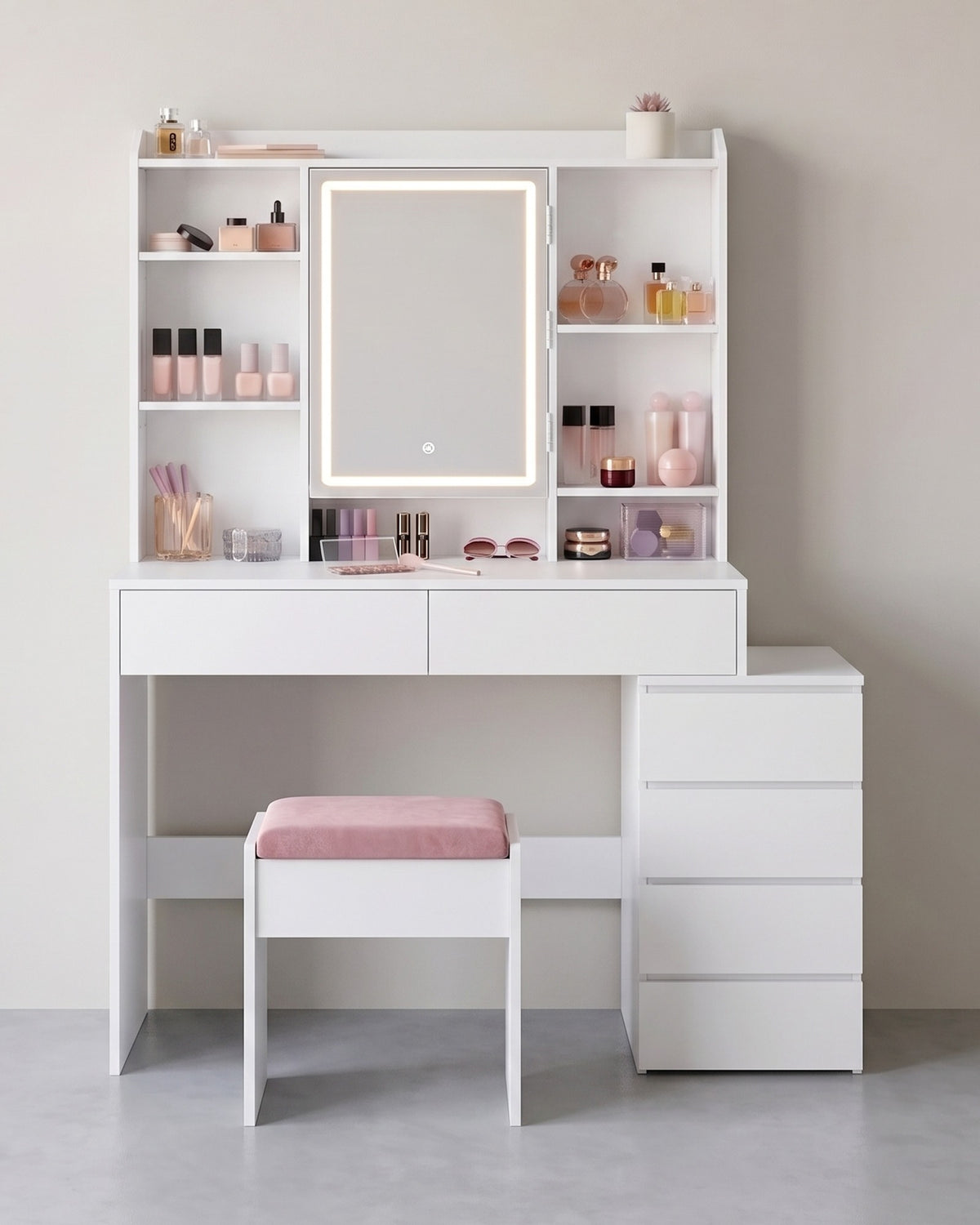 Make-uptafel met LED-verlichting en veel opbergruimte - Modern en Praktisch