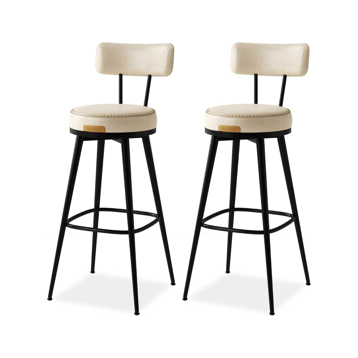 Set van 2 Barkrukken - 360° Draaibaar - Kunstleer - Industrieel Design