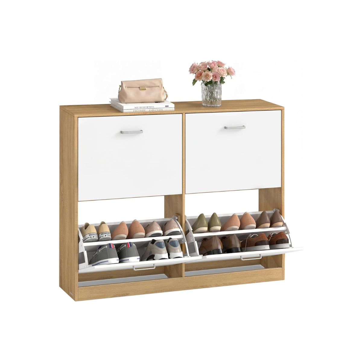 Schoenenkast met 4 Kleppen - Smal Design - Verstelbare Vakken