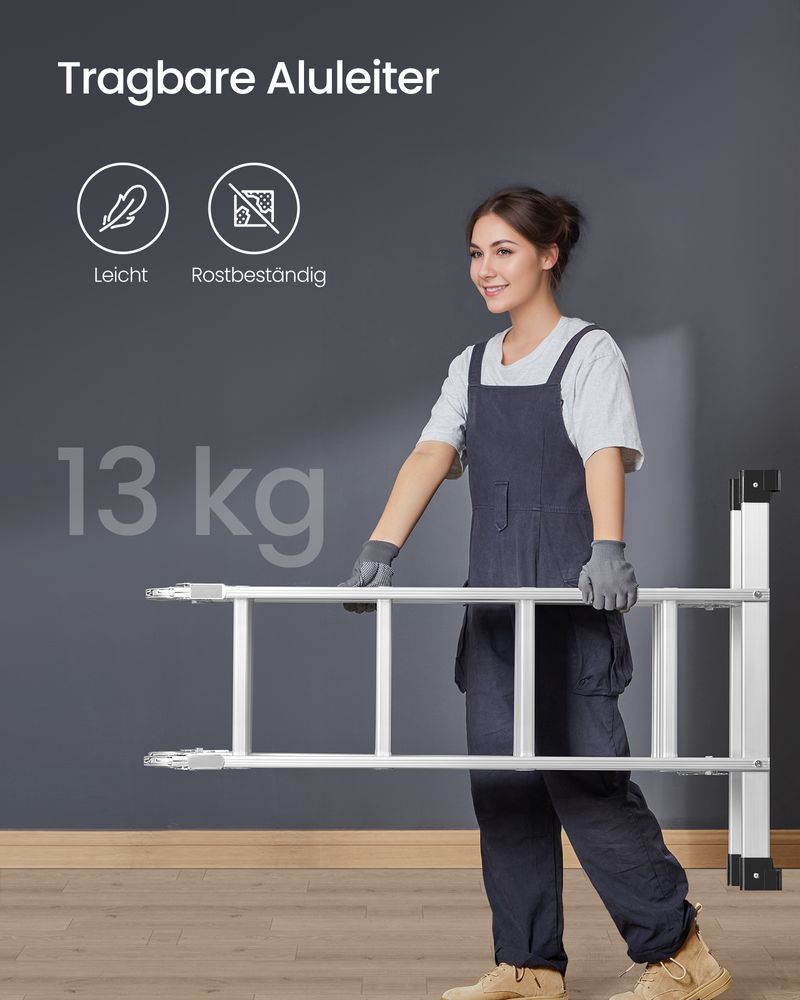 Aluminium Vouwladder - Multifunctionele Ladder - 6 - in - 1 Trapladder - 150 kg Draagvermogen - De Vries Meubels