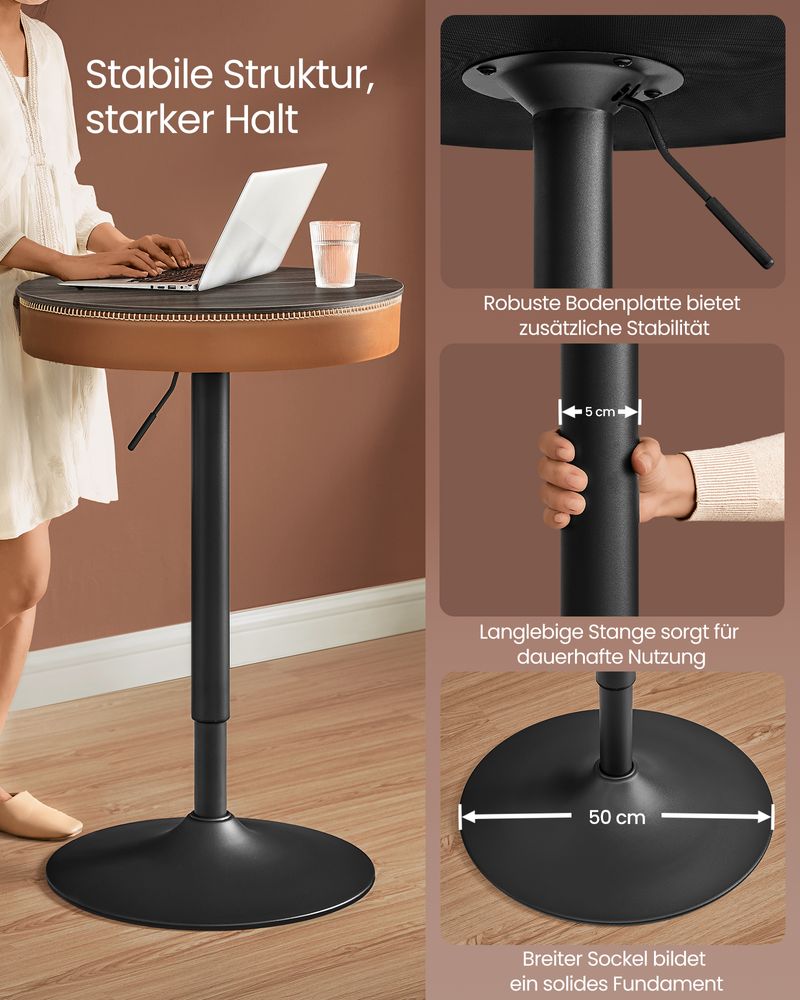 Bartafel met Opbergruimte - Hoogte Verstelbaar (83 - 105 cm) - Ronde Design Tafel - De Vries Meubels