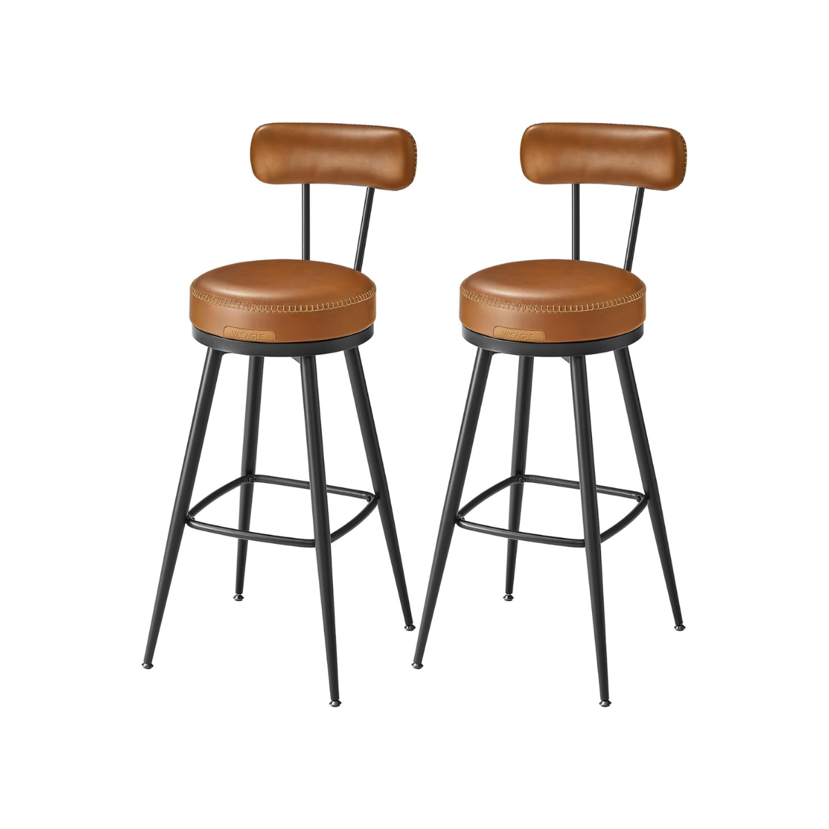 Set van 2 Barkrukken - 360° Draaibaar - Kunstleer - Industrieel Design