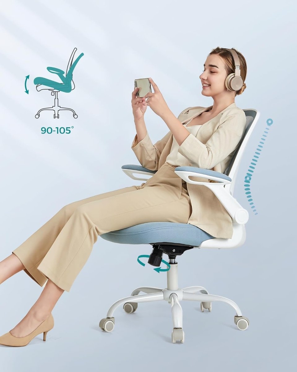 Bureaustoel met Verstelbare Armleuning - Ergonomisch Design - Mesh rugleuning - De Vries Meubels