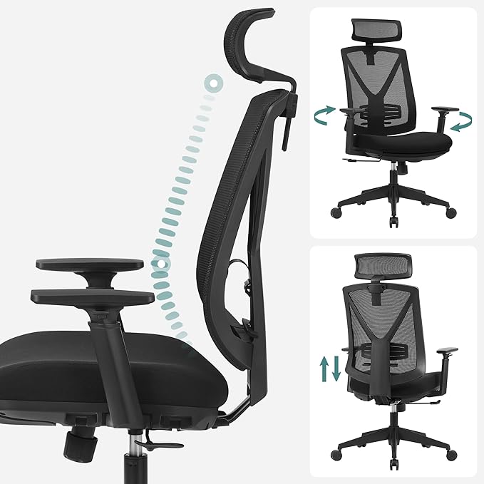 Compleet Verstelbare Bureaustoel - Ergonomische Bureaustoel - Kantoorstoel - Verstelbare Rugleuning - De Vries Meubels