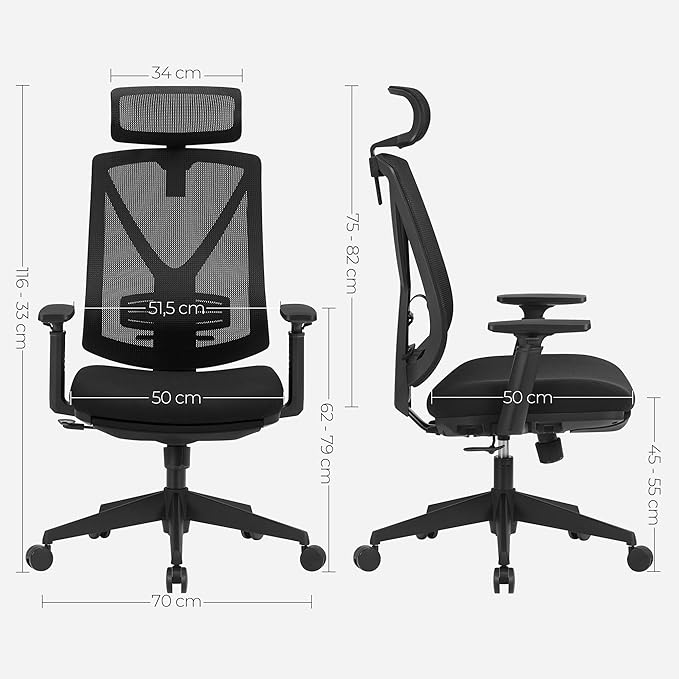 Compleet Verstelbare Bureaustoel - Ergonomische Bureaustoel - Kantoorstoel - Verstelbare Rugleuning - De Vries Meubels