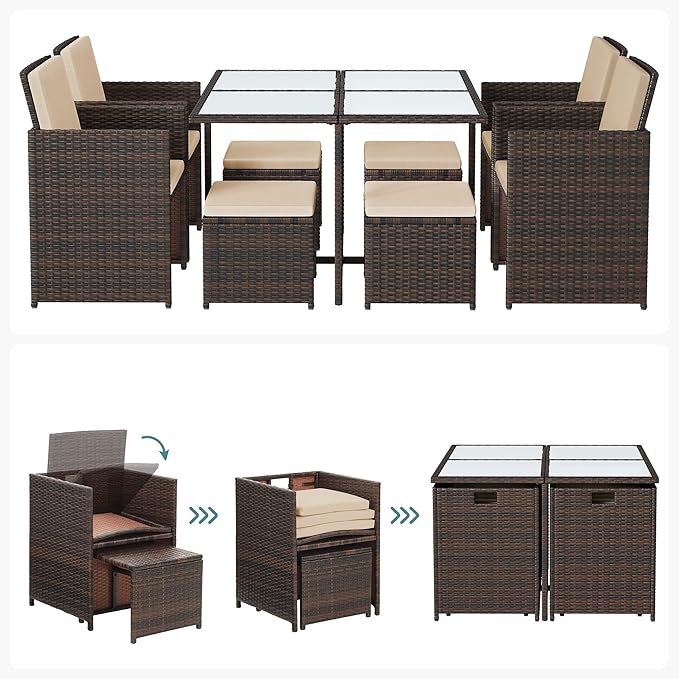 Complete Tuinmeubelset - Polyrattan Stoelen + Tafel - Terras Set met Kussens - De Vries Meubels