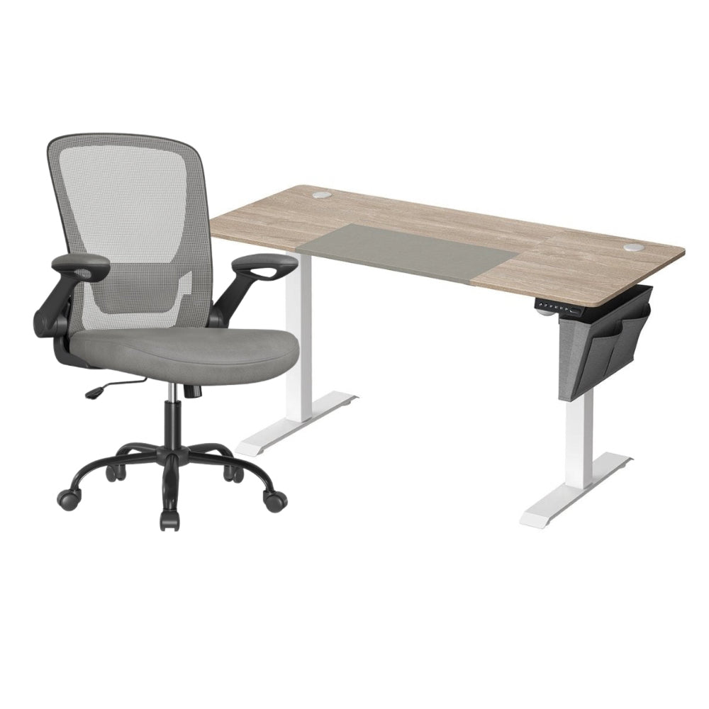 Complete Werkplek Budget - Elektrisch Zit - Sta Bureau + Ergonomische Bureaustoel - In Hoogte Verstelbaar Bureau - (Thuis)kantoor - De Vries Meubels