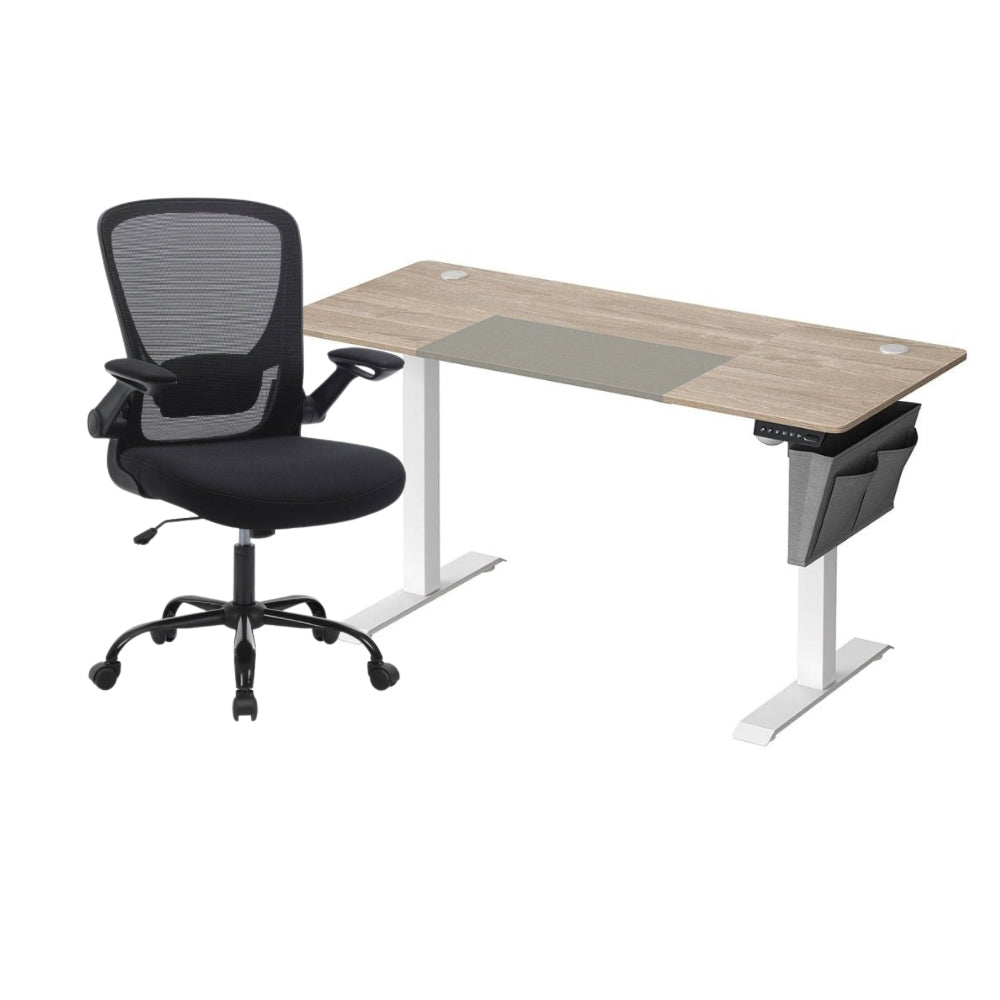 Complete Werkplek Budget - Elektrisch Zit - Sta Bureau + Ergonomische Bureaustoel - In Hoogte Verstelbaar Bureau - (Thuis)kantoor - De Vries Meubels