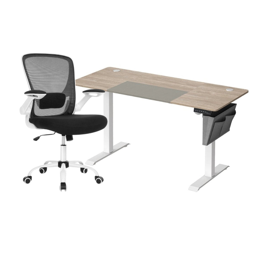 Complete Werkplek Budget - Elektrisch Zit - Sta Bureau + Ergonomische Bureaustoel - In Hoogte Verstelbaar Bureau - (Thuis)kantoor - De Vries Meubels