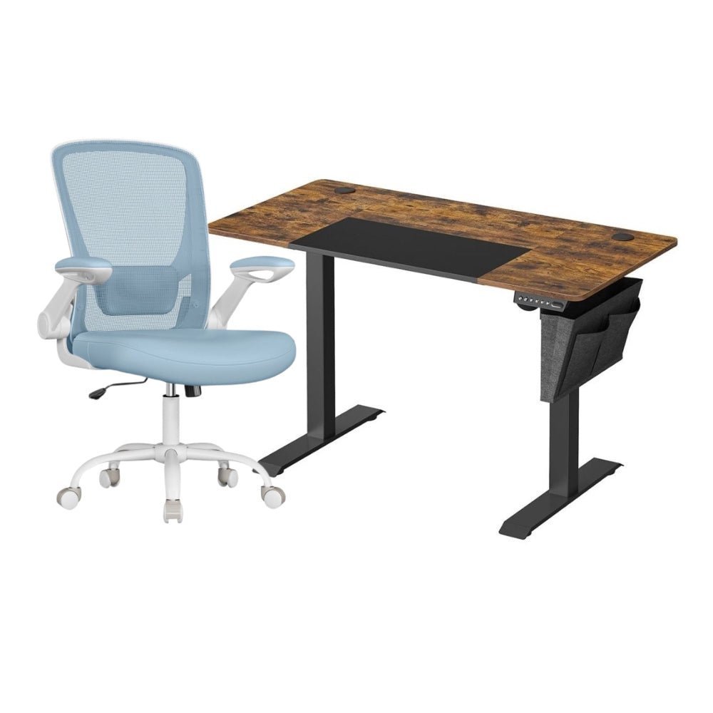 Complete Werkplek Budget - Elektrisch Zit - Sta Bureau + Ergonomische Bureaustoel - In Hoogte Verstelbaar Bureau - (Thuis)kantoor - De Vries Meubels