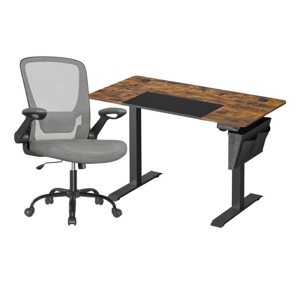 Complete Werkplek Budget - Elektrisch Zit - Sta Bureau + Ergonomische Bureaustoel - In Hoogte Verstelbaar Bureau - (Thuis)kantoor - De Vries Meubels
