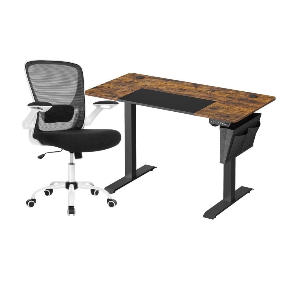Complete Werkplek Budget - Elektrisch Zit - Sta Bureau + Ergonomische Bureaustoel - In Hoogte Verstelbaar Bureau - (Thuis)kantoor - De Vries Meubels