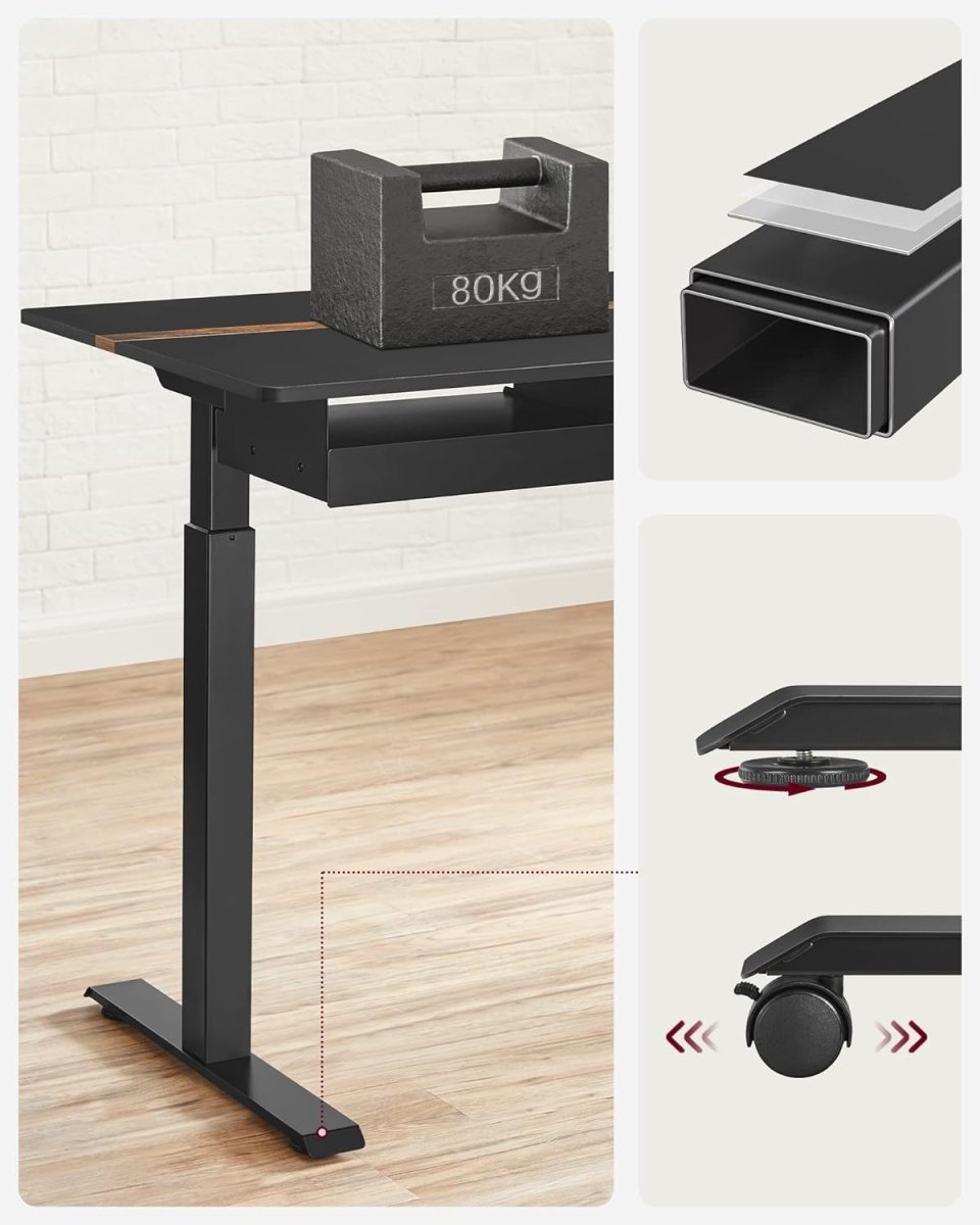 Complete Werkplek - Elektrische Sta Bureau + Ergonomische Bureaustoel - met Geheugenfunctie - Stopcontact - Verstelbaar