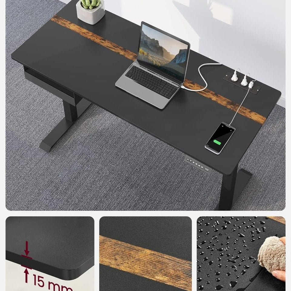 Complete Werkplek - Elektrische Sta Bureau + Ergonomische Bureaustoel - met Geheugenfunctie - Stopcontact - Verstelbaar