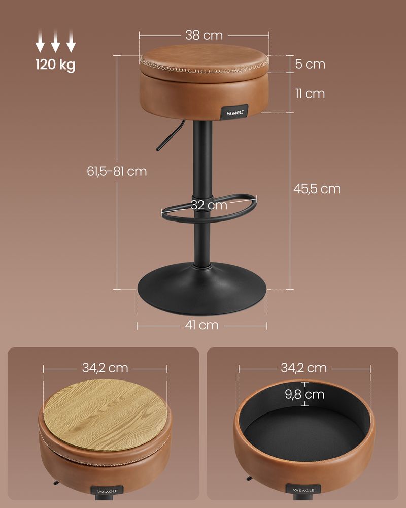 Draaibare Barstoel met Opbergruimte - Verstelbaar & Stijlvol - De Vries Meubels