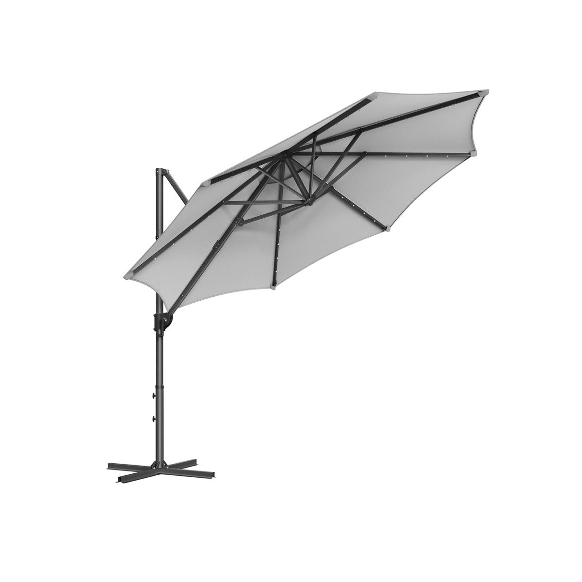 Draaibare Zweefparasol met Zwengel - LED - verlichting - Ø 300 cm - 360° draaibaar - De Vries Meubels