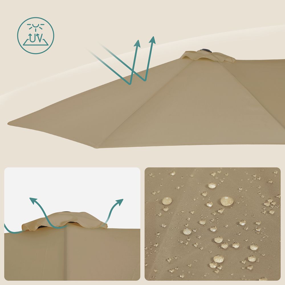 Dubbele Parasol 460 x 270 cm - Extra Groot met UV - Bescherming en Zwengel - De Vries Meubels