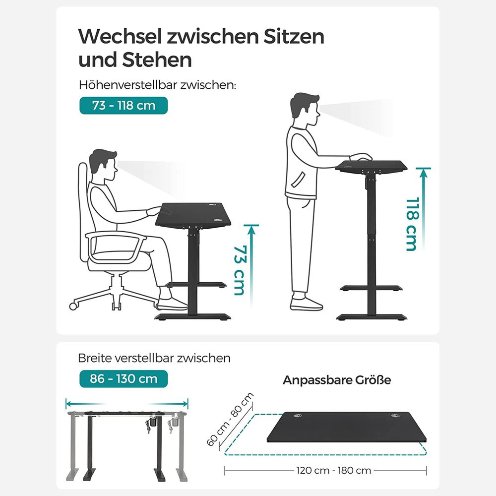 Elektrisch Verstelbaar Bureau - Sta Bureau - Met Wieltjes - Ergonomisch - De Vries Meubels