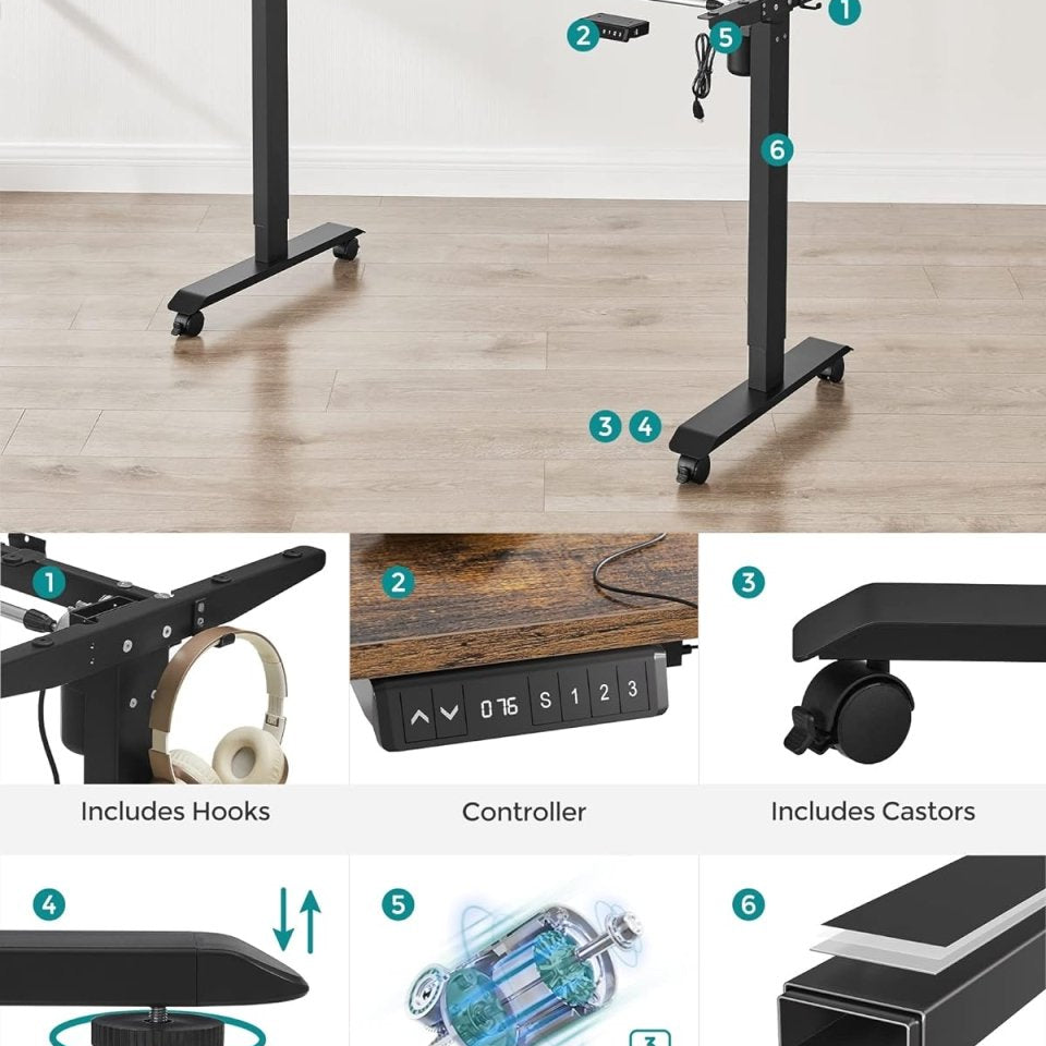 Elektrisch Verstelbare Bureau Onderstel - Sta Bureau Poten - In hoogte verstelbaar Bureau - De Vries Meubels