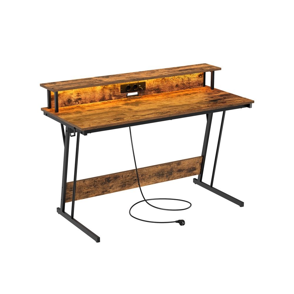 Gamebureau met LED - Gaming Tafel met Stopcontact en USB - aansluiting - De Vries Meubels