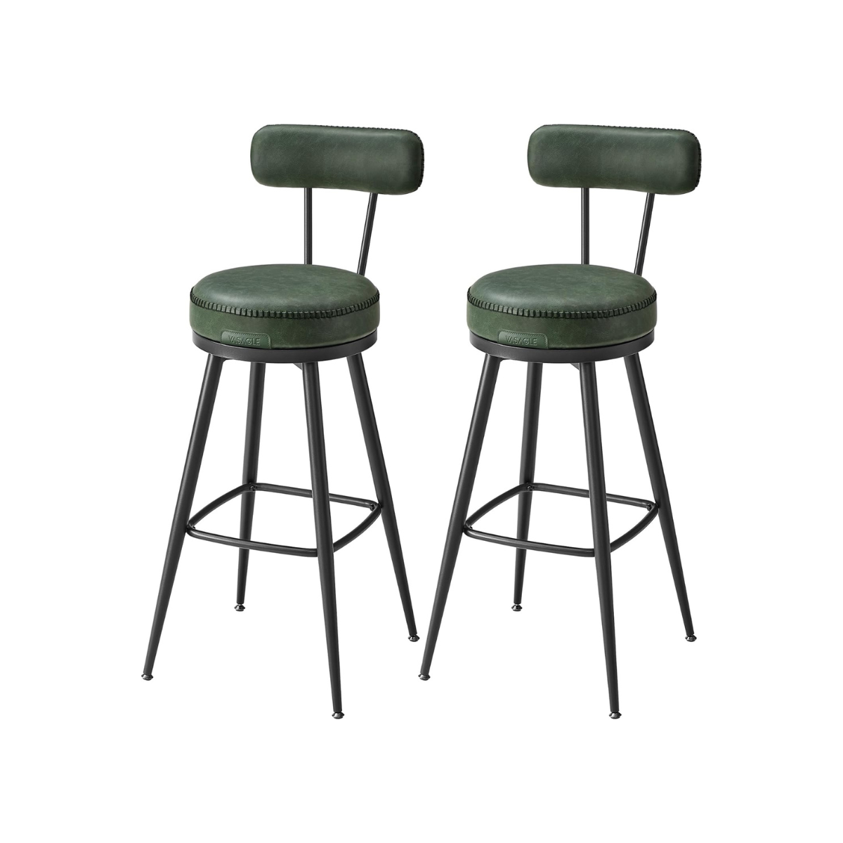 Set van 2 Barkrukken - 360° Draaibaar - Kunstleer - Industrieel Design