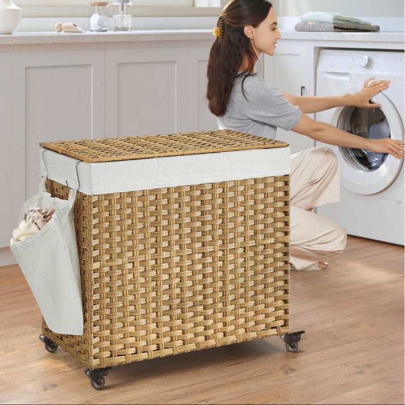 Handgevlochten wasmand - 140 of 160 liter opbergruimte - De Vries Meubels