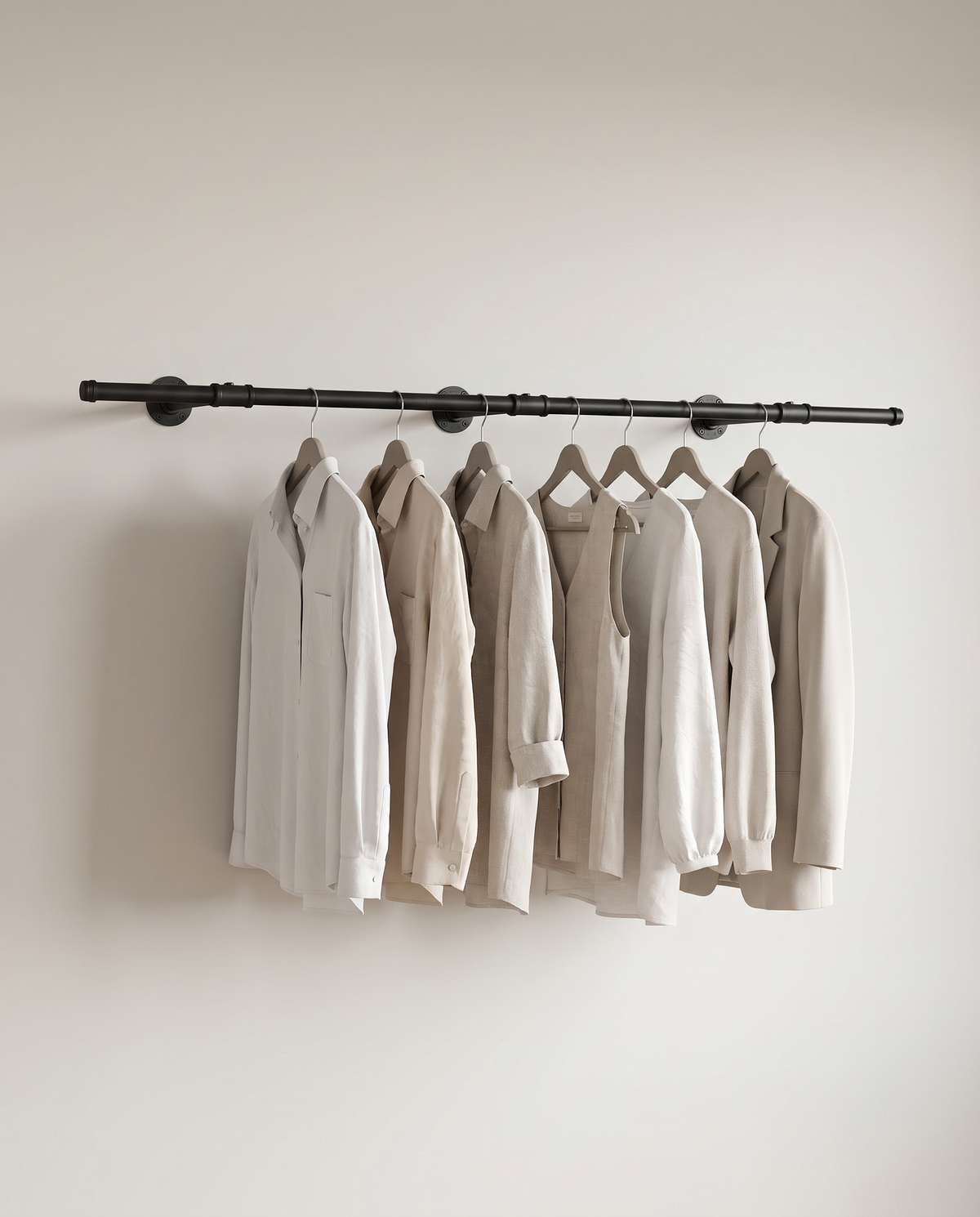 Kledingstang voor Wandmontage – Industrieel Kledingrek van Staal – Tot 68 kg – 170 cm