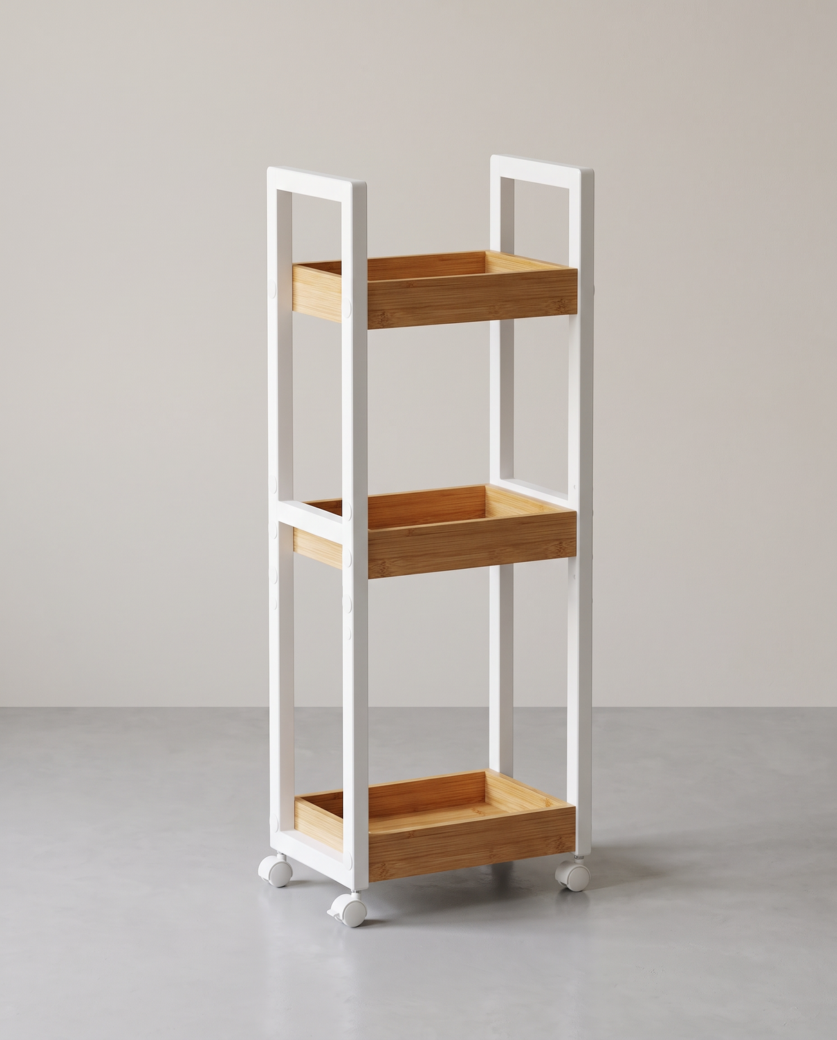 Badkamerrek op Wieltjes – Smal Rolwagentje met 3 Etages – Afneembare Wielen – 30 x 20 x 80 cm