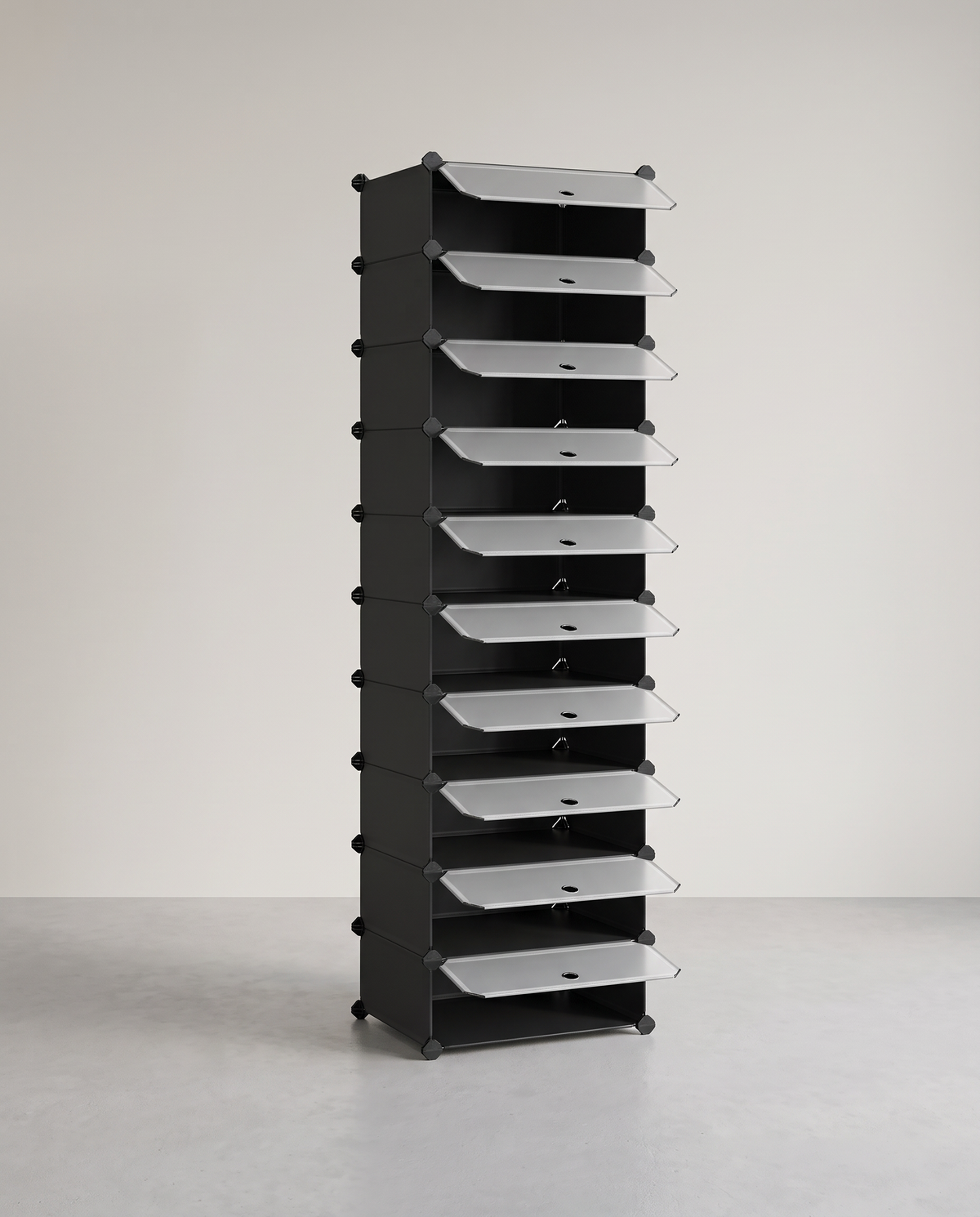 Schoenenkast Kunststof – Modulair Insteeksysteem – 10 Vakken met Deurtjes – 173 cm