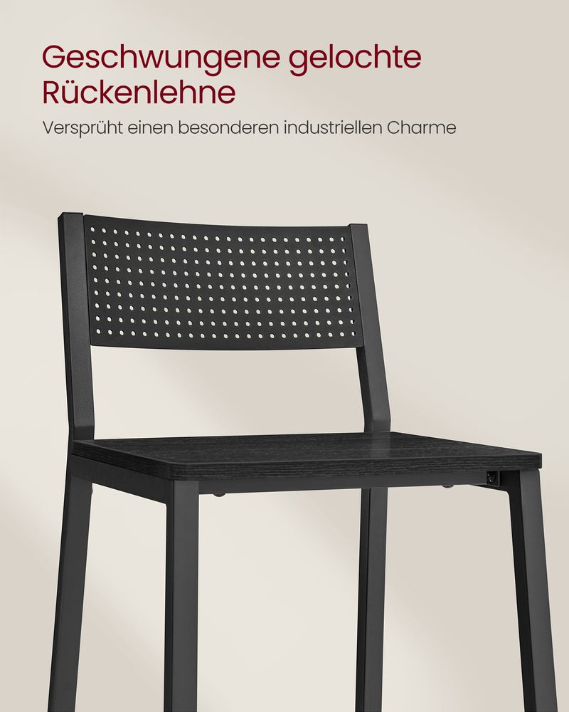 Industriële Barstoelen Set van 2 - Vintage Houtlook - Met Rugleuning - De Vries Meubels