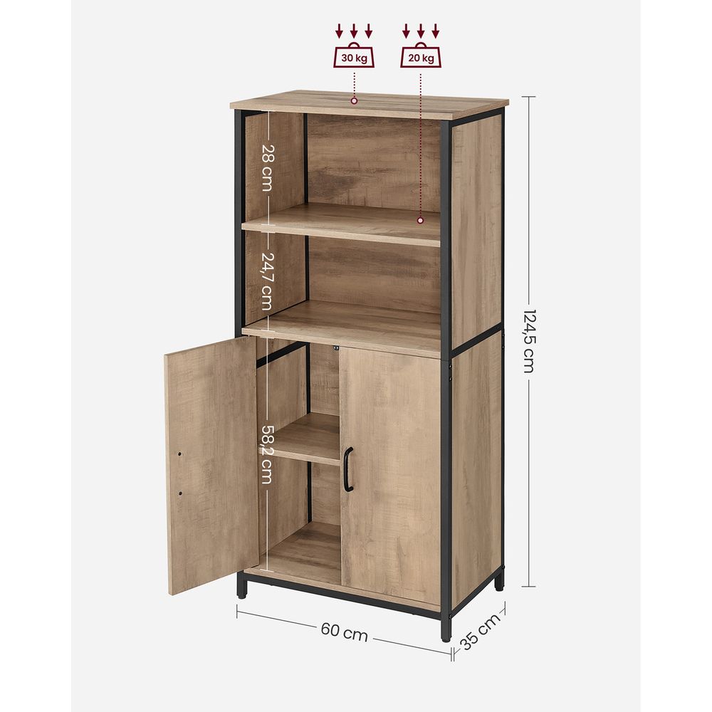 Industriële Kast met Deuren en Open Vakken - Veelzijdige Opberger - De Vries Meubels