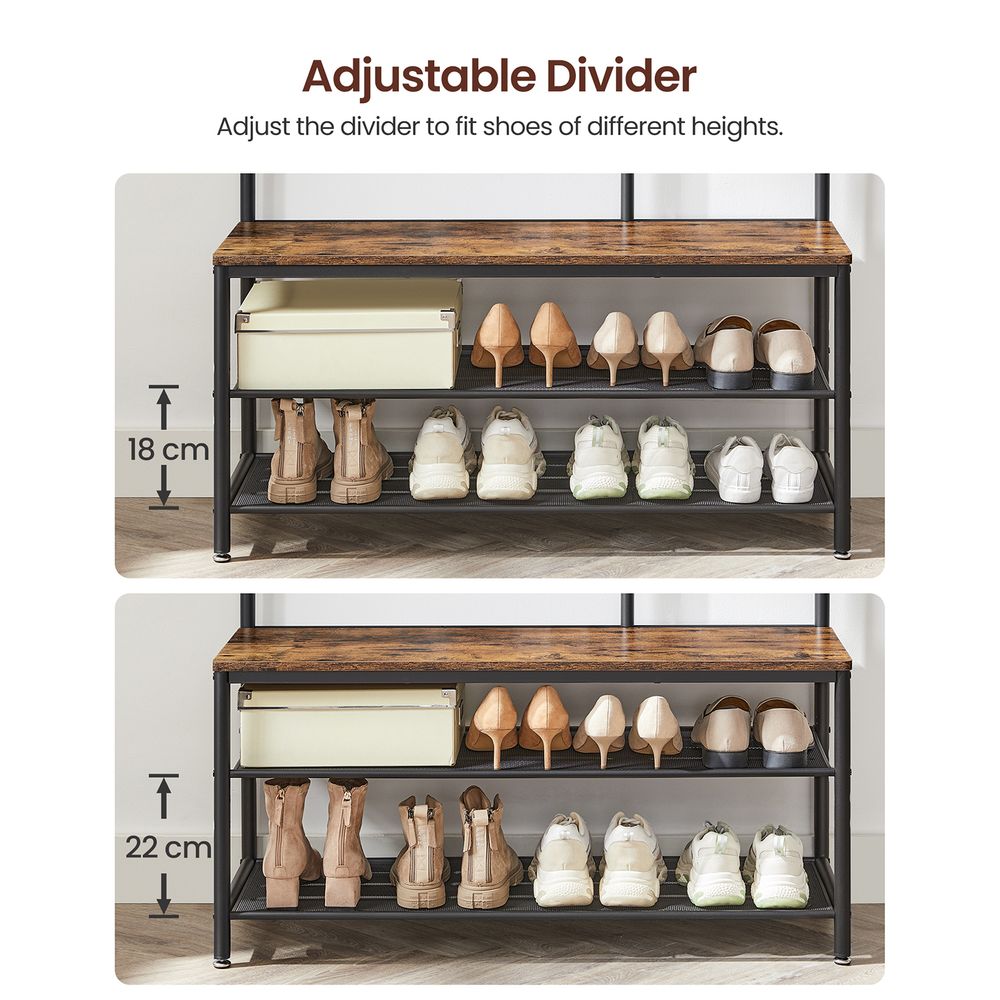 Kapstok met Schoenenrek en Spiegel – 4 - in - 1 Halmeubel - De Vries Meubels