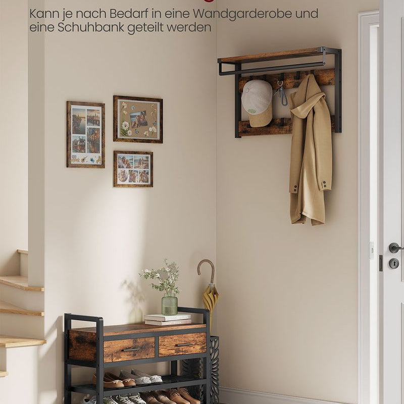 Kapstok met Schoenenrek, Lades en Kledingroede – 6 - in - 1 Halmeubel - De Vries Meubels