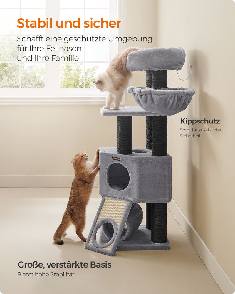 Krabpaal met Speeltunnel - Kattentoren met Hangmat - Kattenboom met Pluche Ligplekken - De Vries Meubels