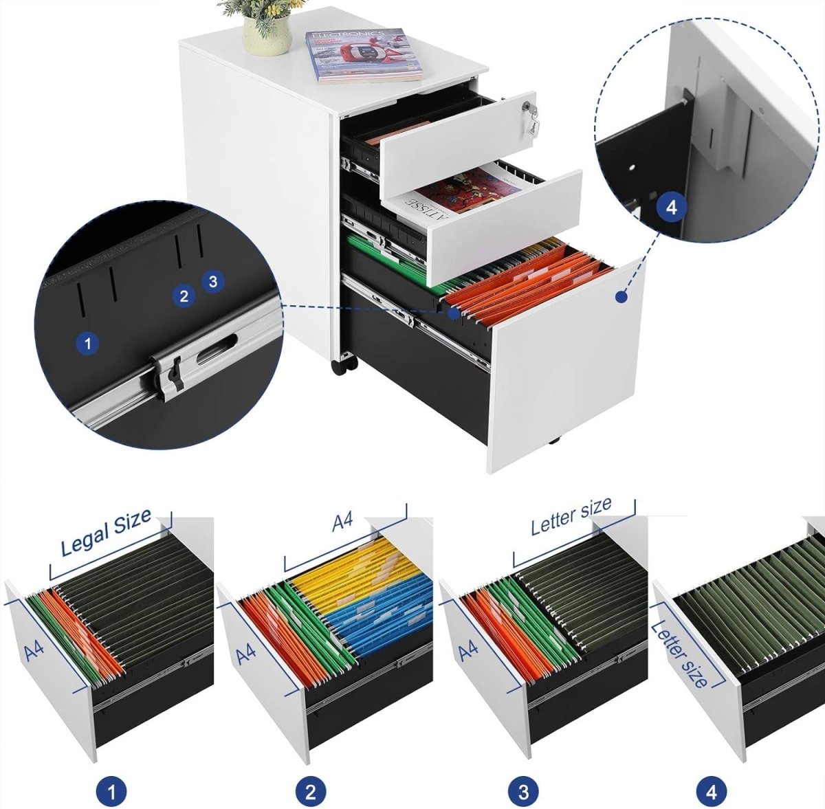 Ladeblok met Wielen - met Slot - 3 Lade - De Vries Meubels