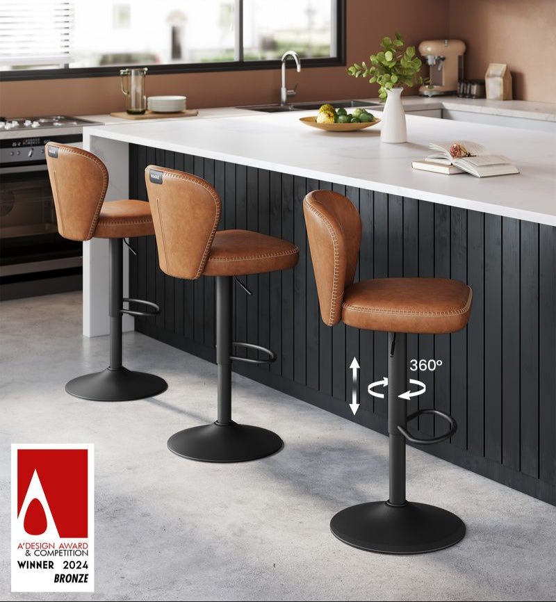 Luxe Barstoelen Set van 2 - Verstelbaar - 360° Draaibaar - De Vries Meubels