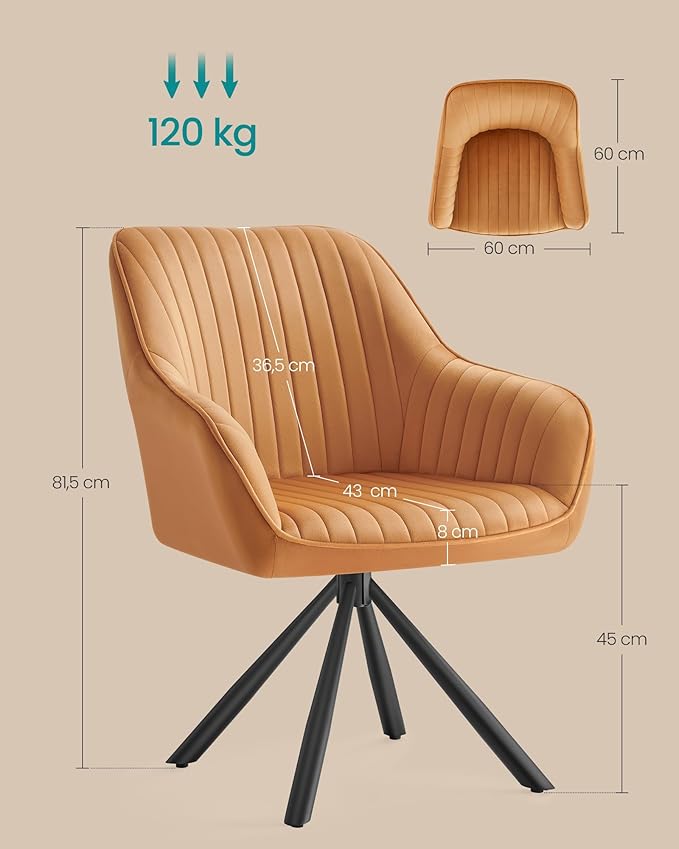 Luxe eetkamerstoel met armleuning en 360° draaibaar - De Vries Meubels