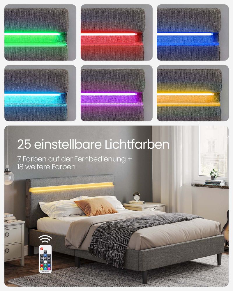 Modern bedframe met LED - verlichting - USB - oplaadmogelijkheden en opbergruimte - De Vries Meubels