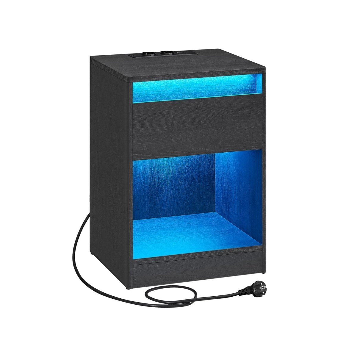 Moderne Nachtkast met LED - Verlichting en Stopcontacten - USB - aansluiting - De Vries Meubels